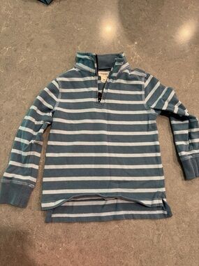Crewcuts Blue & White Striped Quarter-Zip Pullover